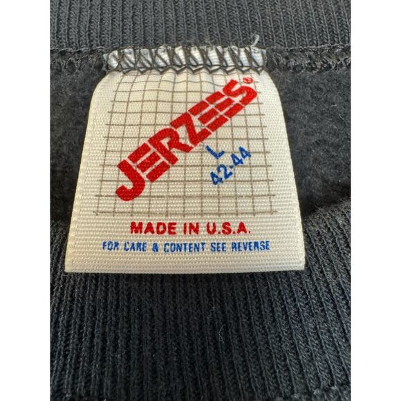 Vtg 90s Sweatshirt Jerzees Leaves Fall Puff Print USA Womens L Black Autumn - Picture 5 of 6